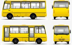 视角的黄色公交车素材