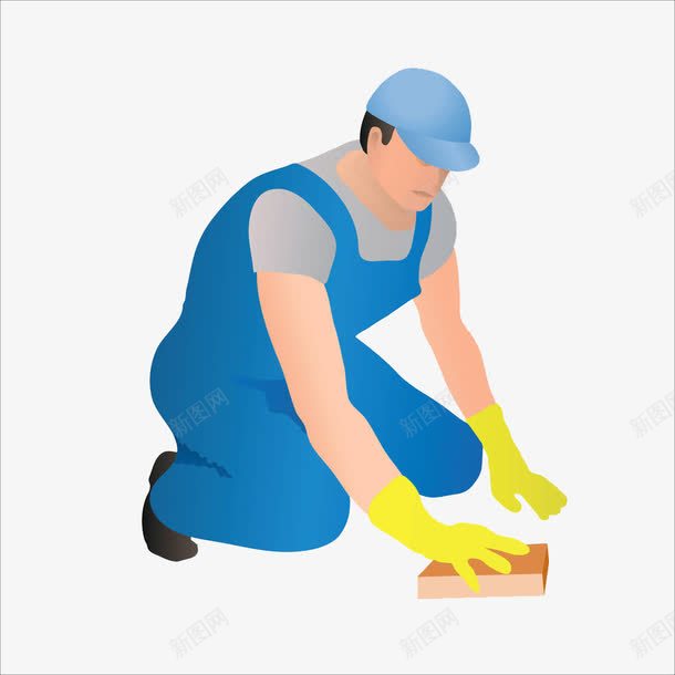 人物插图蹲着擦地板的清理工png免抠素材_新图网 https://ixintu.com 人物插图 保洁 抹布 擦地板 清理工 蹲着 黄色手套