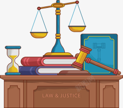 维护法律桌子上的卡通天平高清图片