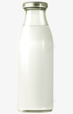 透明玻璃片一瓶白色的牛奶高清图片