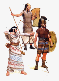 古代弓箭手三种士兵打扮高清图片