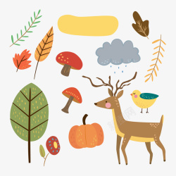 秋季树叶对话框秋季动植物矢量图高清图片