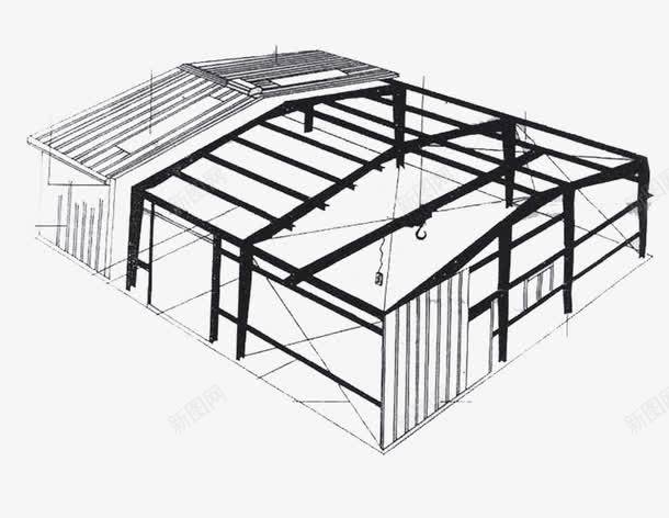钢结构厂房框架png免抠素材_新图网 https://ixintu.com 厂房 厂房框架结构 框架 钢结构厂房