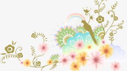 鹦鹉与花朵花纹背景高清图片