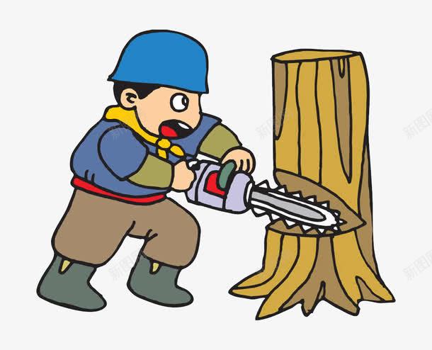 卡通砍伐树木png免抠素材_新图网 https://ixintu.com 树木 森林 砍伐 破坏环境