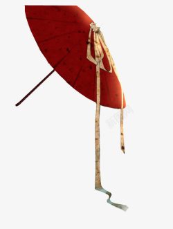 带带子的红色花折伞素材