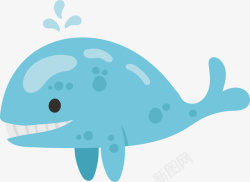 透明水花的喷水天蓝色的鲸鱼高清图片