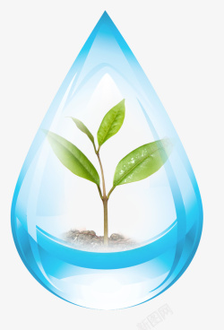 倡导绿色生命世界节水日绿色小草水滴高清图片