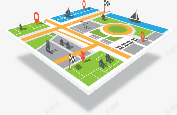 城市地图png免抠素材_新图网 https://ixintu.com GPS定位地图 GPS导航系统 地图 地图app 线路查询 路线查询
