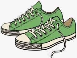 帆布鞋手绘卡通手绘绿色运动鞋高清图片