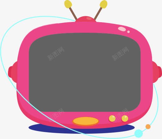 卡通粉色电视机图标png_新图网 https://ixintu.com 卡通 图标 电视机 粉色