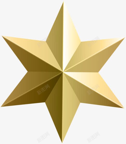 黄金材质立体六角星png免抠素材_新图网 https://ixintu.com 3D 六角星 立体 黄金