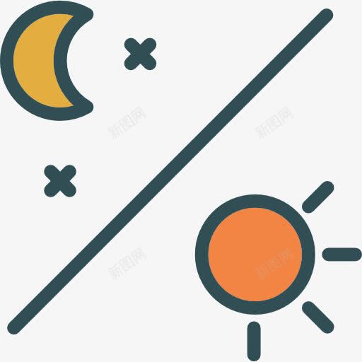 一天图标png_新图网 https://ixintu.com 天 天气 太阳 晚上 月亮 自然