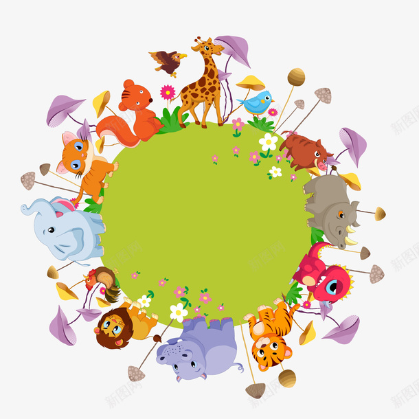 卡通地球上的动物矢量图ai免抠素材_新图网 https://ixintu.com 动物园 动物设计 卡通 地球 彩色 森林 矢量图