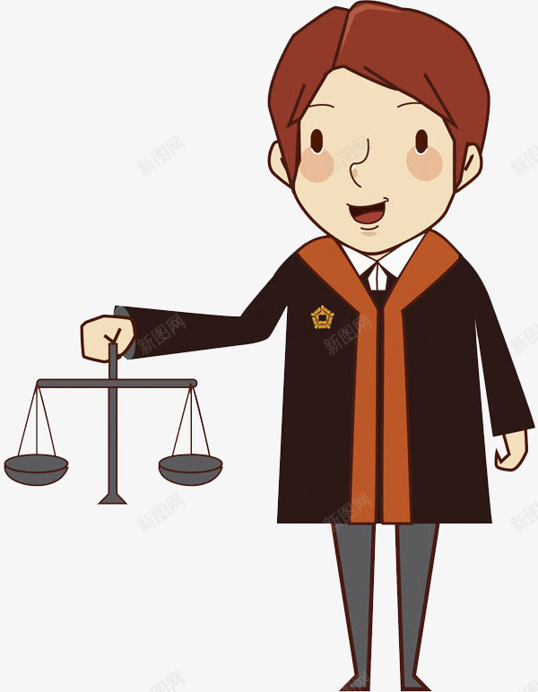 司法人员png免抠素材_新图网 https://ixintu.com 公正的 卡通 司法人员 手绘 插图 男人 黑色