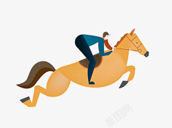 马奔跑卡通手绘马术运动的高清图片