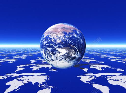 一个地球模型和世界地图背景