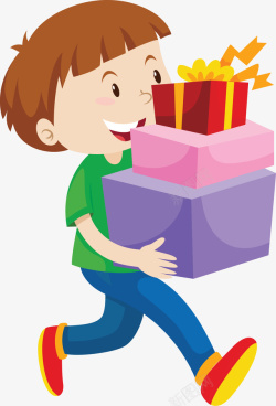 小男孩子抱礼物手抱生日礼物的小男孩高清图片