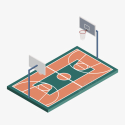 创意篮球场橘黄色卡通篮球场矢量图高清图片