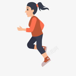 人物晨练扁平化跑步的女性人物矢量图高清图片