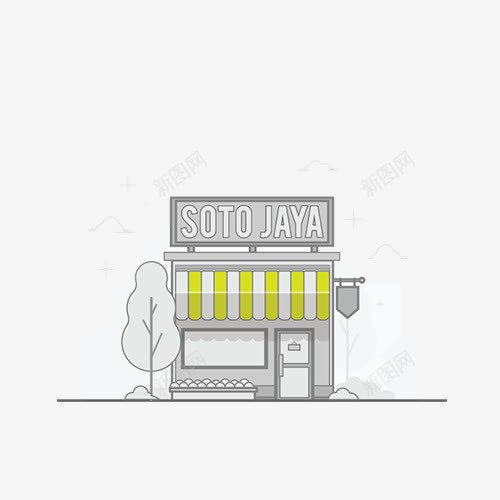 关门的店铺门面png免抠素材_新图网 https://ixintu.com 关门 店铺 建筑 灰色 门面