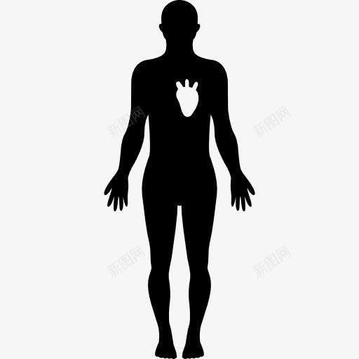 人的剪影与白色的心脏图像图标png_新图网 https://ixintu.com 人 人体 剪影 医学 心 身