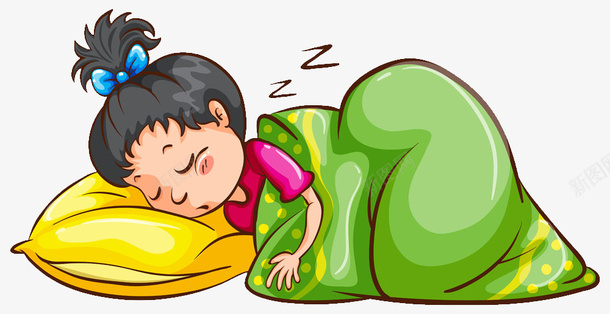 睡觉的小女孩png免抠素材_新图网 https://ixintu.com 卡通 女孩 杯子 枕头