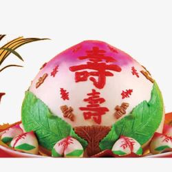 寿宴背景图桃子馒头盛宴高清图片