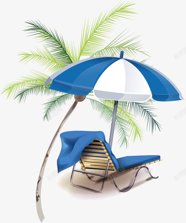 夏日度假png免抠素材_新图网 https://ixintu.com 坐躺椅子 夏日 度假 椰树 沙滩 清凉 躺椅 遮阳伞