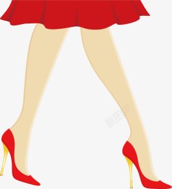 红裙和红色高跟鞋素材