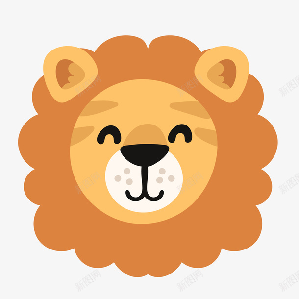 可爱的狮子头像矢量图ai免抠素材_新图网 https://ixintu.com 动物园 卡通 可爱 头像设计 微笑 狮子 狮子涂色 矢量图