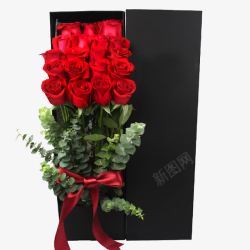实物礼盒一束玫瑰花礼物高清图片