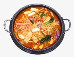 年糕拉面火锅辣味韩式火锅食材高清图片