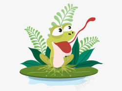 吐舌头的青蛙绿色捕虫吐舌头青蛙矢量图高清图片