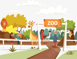zoo儿童节逛逛动物园矢量图高清图片