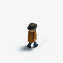 黑色帽子小人背面模型素材