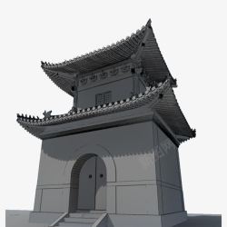 雄伟建筑物庄严的古城门建筑高清图片