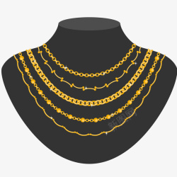 珠宝首饰展柜模型黄金项链插画矢量图高清图片