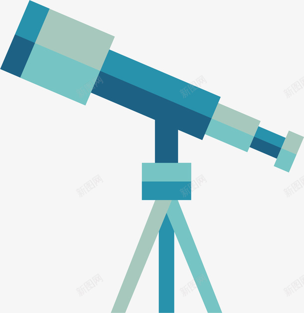 蓝色望远镜标图标png_新图网 https://ixintu.com 卡通有趣 天文 扁平化 望远镜 矢量图案 设计图