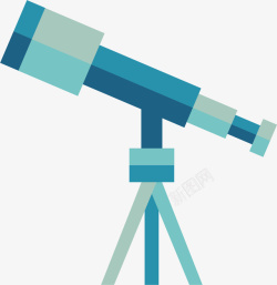 扁平化望远镜蓝色望远镜标图标高清图片