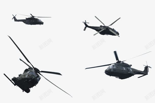4架直升机png免抠素材_新图网 https://ixintu.com 军事 战斗机 运输机 飞机