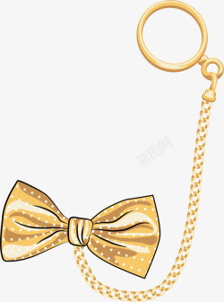 金色的钥匙金色蝴蝶花项圈矢量图高清图片