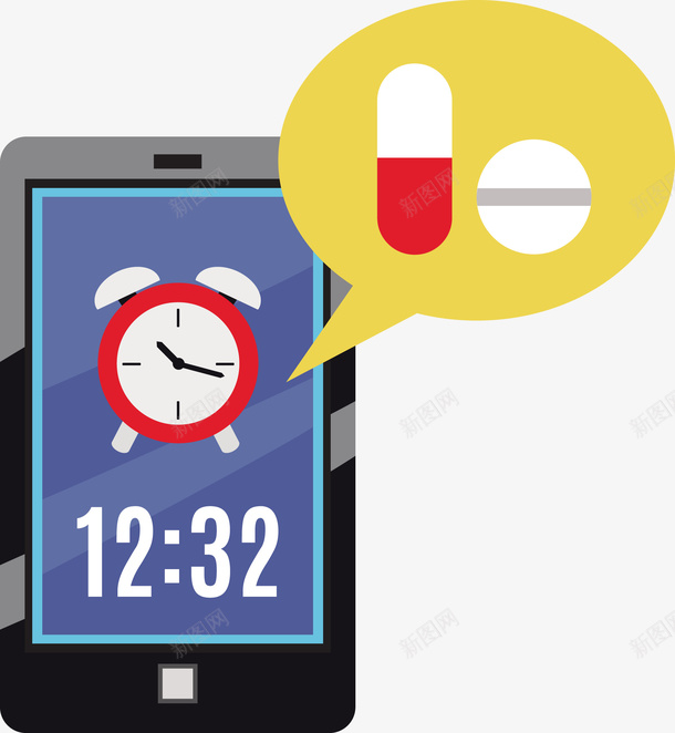 定点吃药闹钟矢量图eps免抠素材_新图网 https://ixintu.com 吃药 吃药闹钟 手机闹钟 矢量闹钟 闹钟 闹钟PNG 矢量图