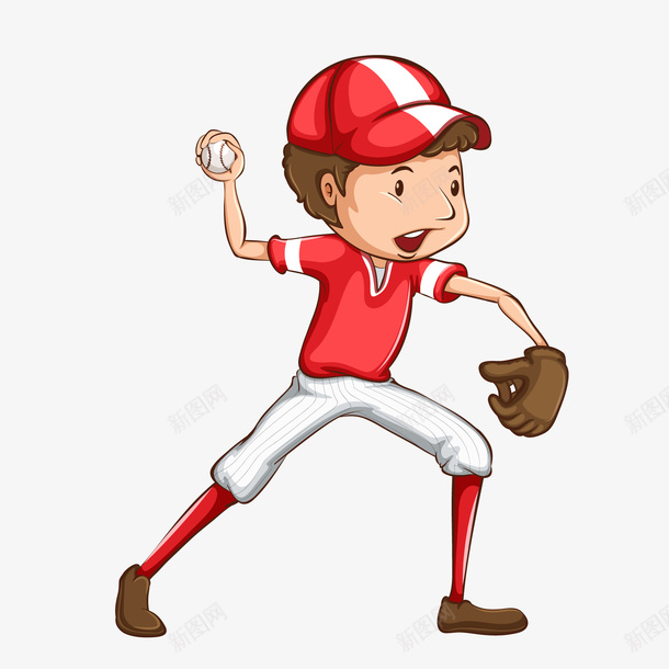投掷棒球的投球手矢量图ai免抠素材_新图网 https://ixintu.com 人物设计 帽子 手套 投掷 棒球 比赛 矢量图