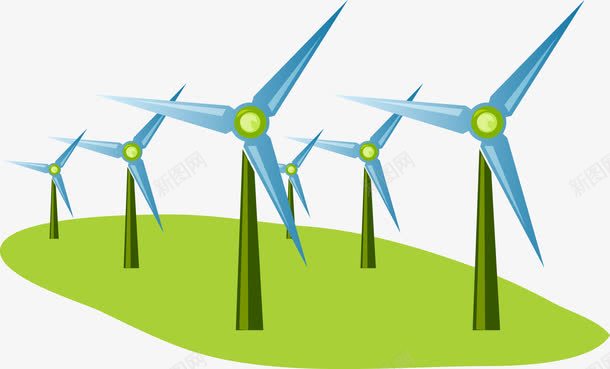 风力发电png免抠素材_新图网 https://ixintu.com 低碳 发电机 环保 田野 风力发电