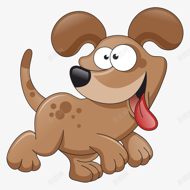吐舌头的棕色小狗psd免抠素材_新图网 https://ixintu.com 动物 卡通 可爱的 吐舌头 奔跑 小狗 高兴的