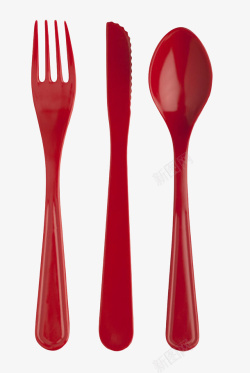 红色塑胶红色勺子叉子刀子塑胶制品实物高清图片