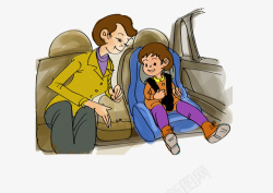 儿童防护护膝手绘儿童乘车安全高清图片