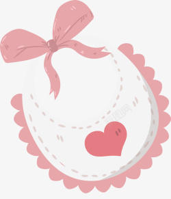 婴儿服饰清新粉红色花边围兜可爱卡通婴儿矢量图高清图片
