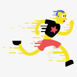 卡通人物冲刺马拉松跑步冲刺冲向终点的短发男高清图片